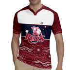 Custom Australia QLD Reds Rugby Jersey Queensland Aboriginal Art