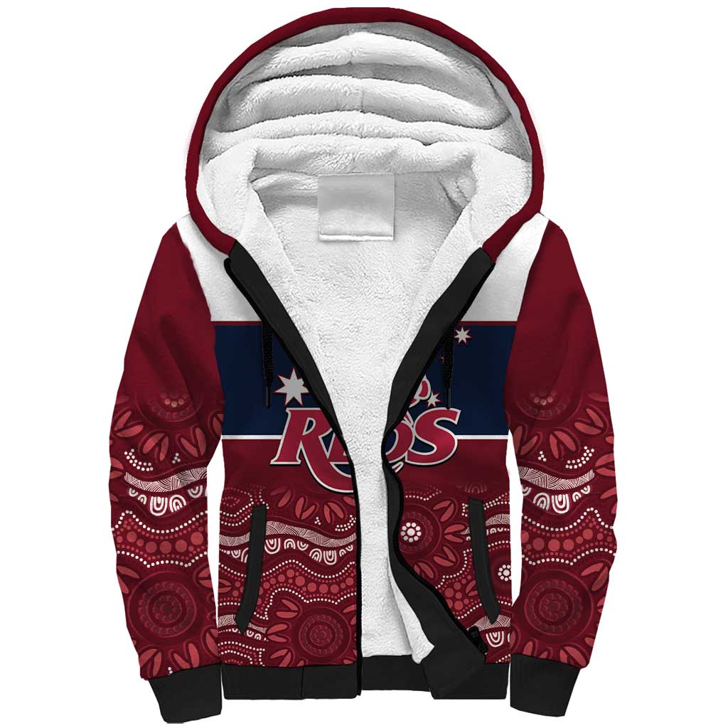 Custom Australia QLD Reds Sherpa Hoodie Queensland Aboriginal Art