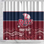 Custom Australia QLD Reds Shower Curtain Queensland Aboriginal Art