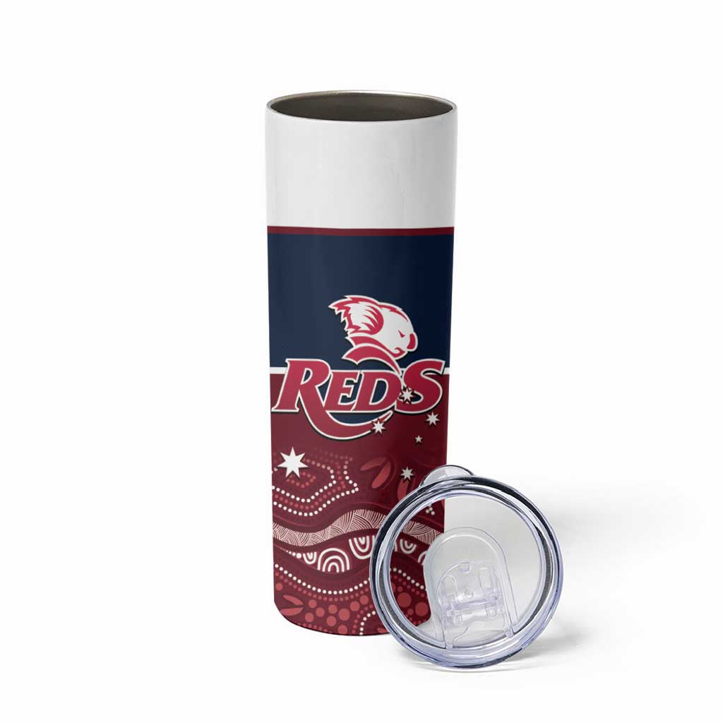 Custom Australia QLD Reds Skinny Tumbler Queensland Aboriginal Art