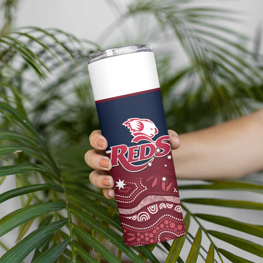 Custom Australia QLD Reds Skinny Tumbler Queensland Aboriginal Art