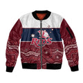 Custom Australia QLD Reds Sleeve Zip Bomber Jacket Queensland Aboriginal Art