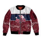 Custom Australia QLD Reds Sleeve Zip Bomber Jacket Queensland Aboriginal Art
