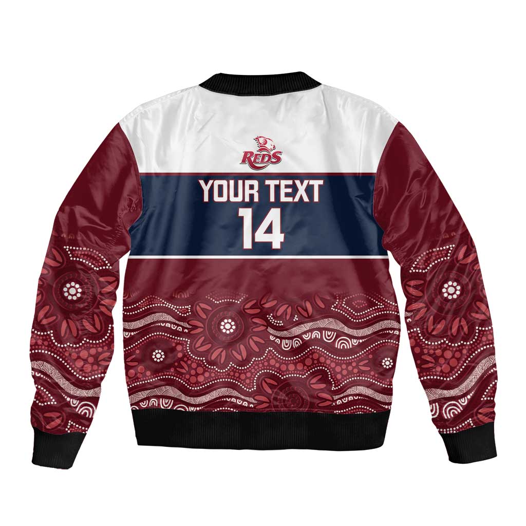 Custom Australia QLD Reds Sleeve Zip Bomber Jacket Queensland Aboriginal Art