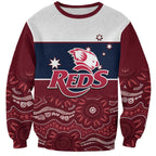 Custom Australia QLD Reds Sweatshirt Queensland Aboriginal Art