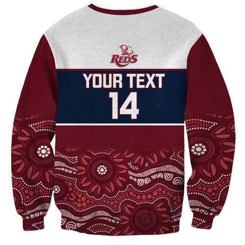 Custom Australia QLD Reds Sweatshirt Queensland Aboriginal Art