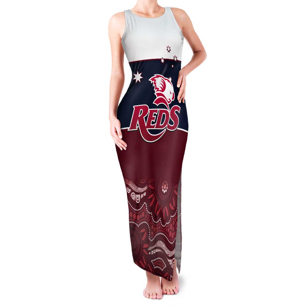 Custom Australia QLD Reds Tank Maxi Dress Queensland Aboriginal Art