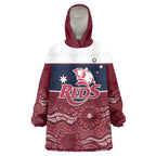 Custom Australia QLD Reds Wearable Blanket Hoodie Queensland Aboriginal Art