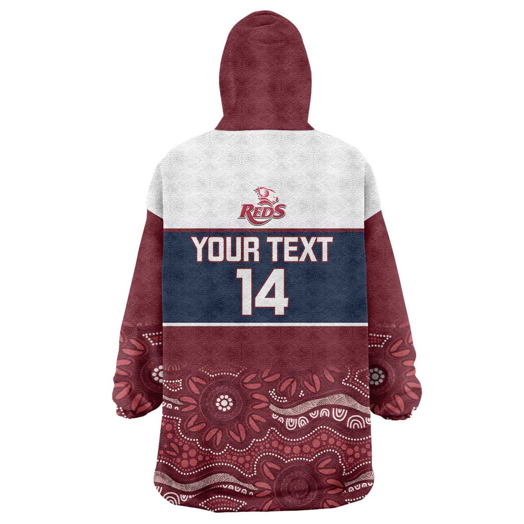Custom Australia QLD Reds Wearable Blanket Hoodie Queensland Aboriginal Art