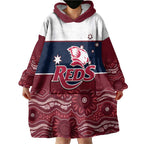 Custom Australia QLD Reds Wearable Blanket Hoodie Queensland Aboriginal Art