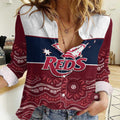 Custom Australia QLD Reds Women Casual Shirt Queensland Aboriginal Art