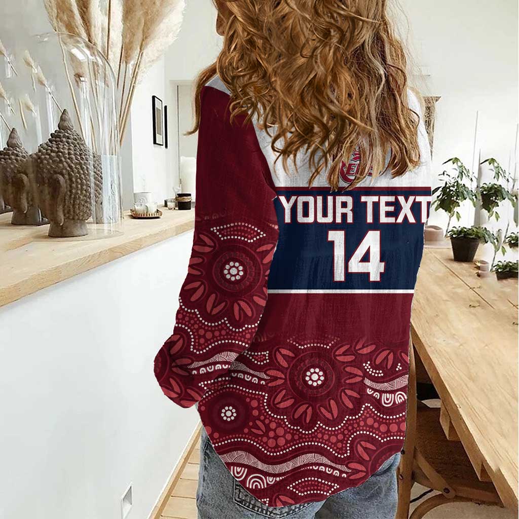Custom Australia QLD Reds Women Casual Shirt Queensland Aboriginal Art