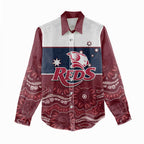 Custom Australia QLD Reds Women Casual Shirt Queensland Aboriginal Art