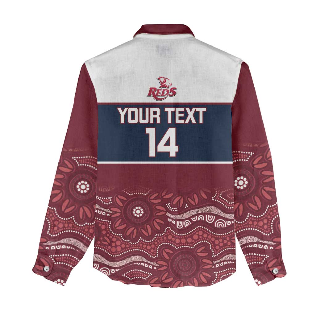 Custom Australia QLD Reds Women Casual Shirt Queensland Aboriginal Art