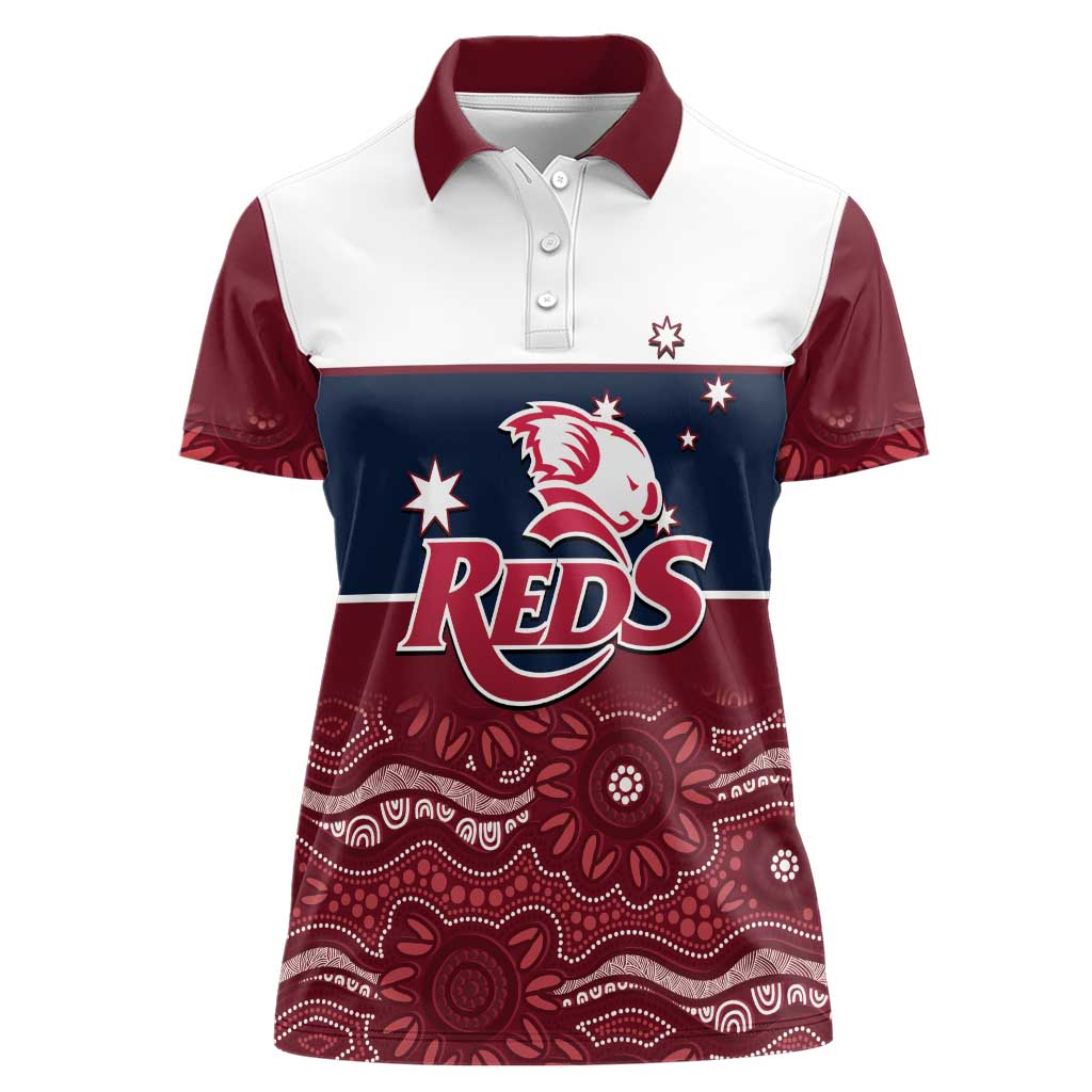 Custom Australia QLD Reds Women Polo Shirt Queensland Aboriginal Art
