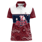 Custom Australia QLD Reds Women Polo Shirt Queensland Aboriginal Art