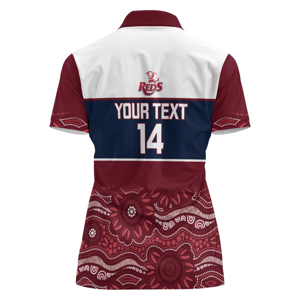 Custom Australia QLD Reds Women Polo Shirt Queensland Aboriginal Art