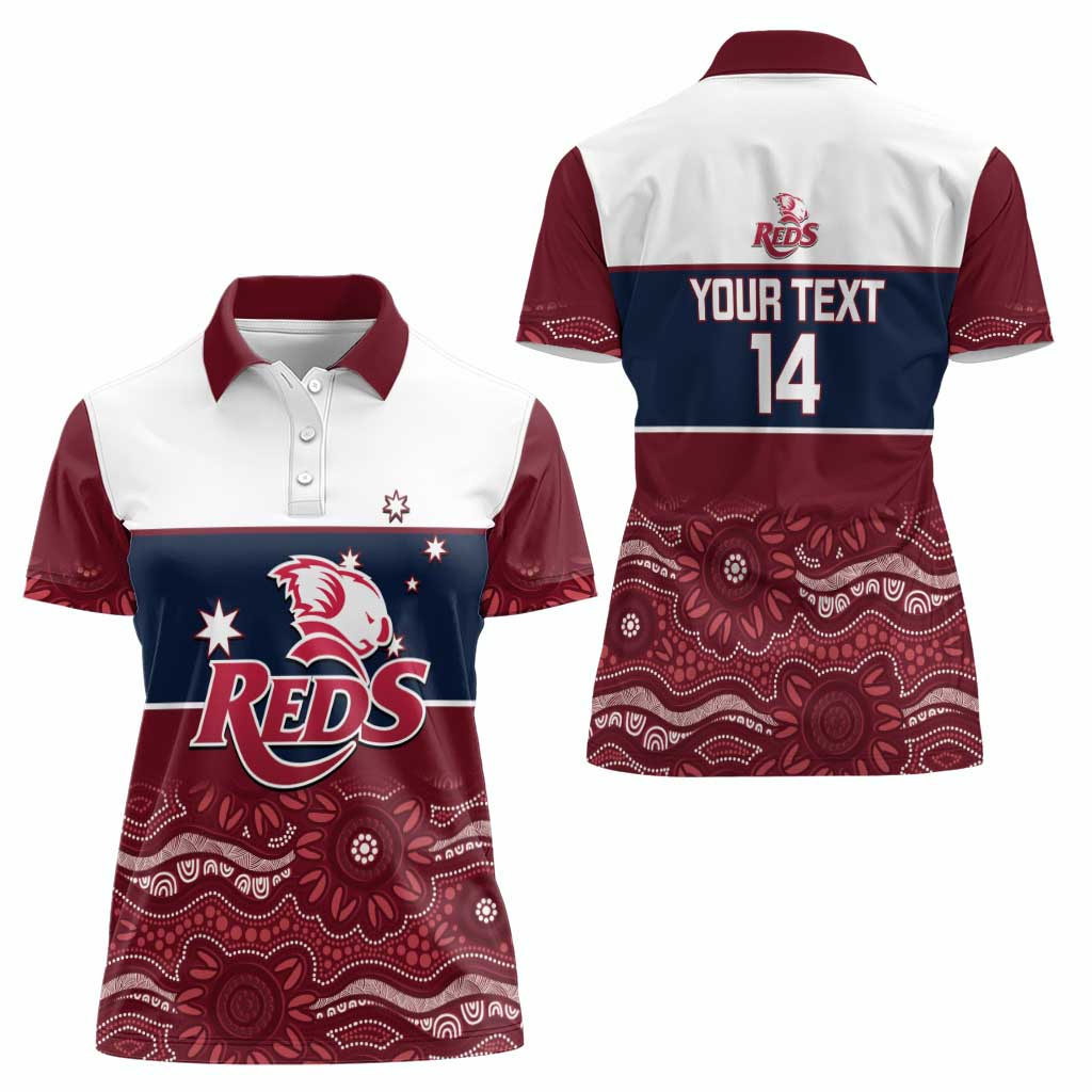 Custom Australia QLD Reds Women Polo Shirt Queensland Aboriginal Art