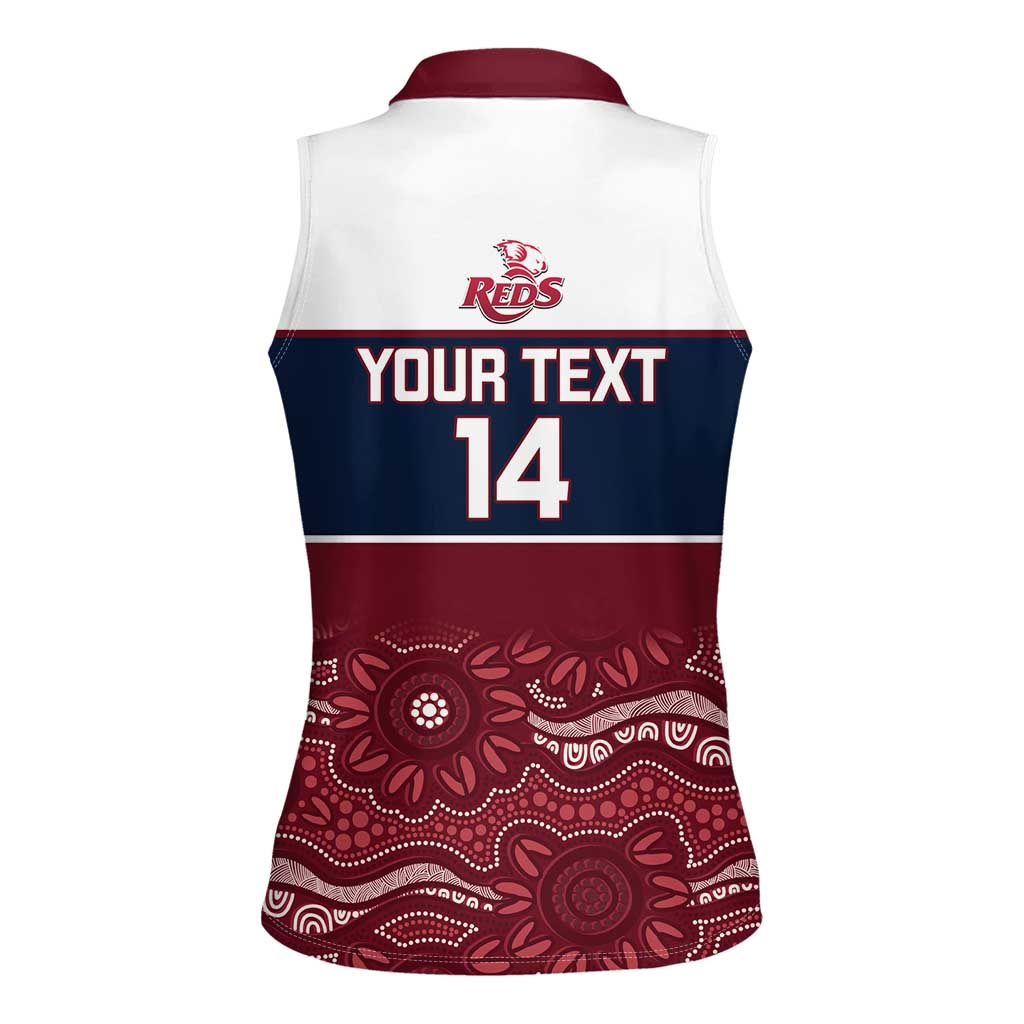 Custom Australia QLD Reds Women Sleeveless Polo Shirt Queensland Aboriginal Art