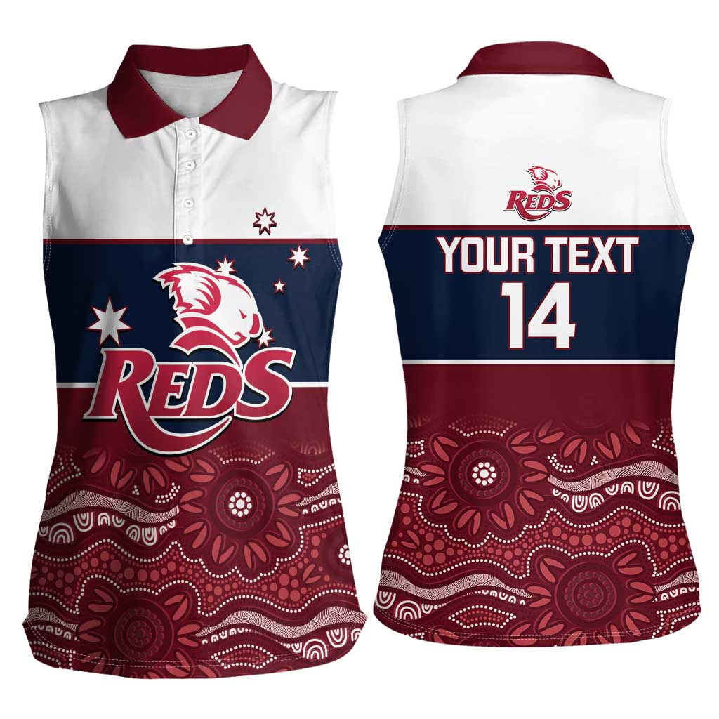 Custom Australia QLD Reds Women Sleeveless Polo Shirt Queensland Aboriginal Art