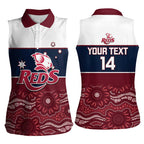 Custom Australia QLD Reds Women Sleeveless Polo Shirt Queensland Aboriginal Art