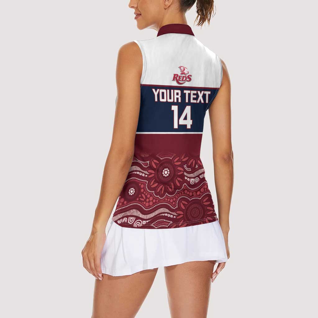 Custom Australia QLD Reds Women Sleeveless Polo Shirt Queensland Aboriginal Art