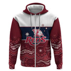 Custom Australia QLD Reds Zip Hoodie Queensland Aboriginal Art