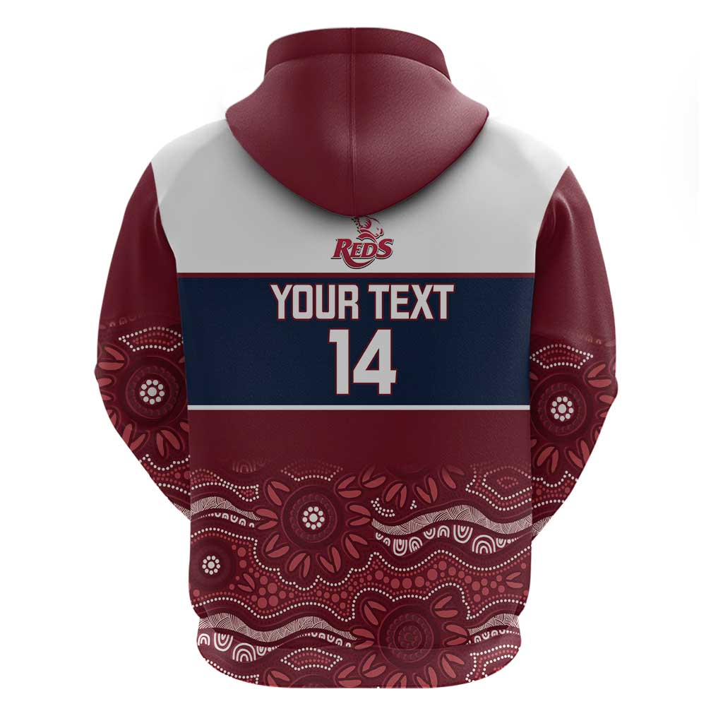 Custom Australia QLD Reds Zip Hoodie Queensland Aboriginal Art