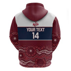 Custom Australia QLD Reds Zip Hoodie Queensland Aboriginal Art