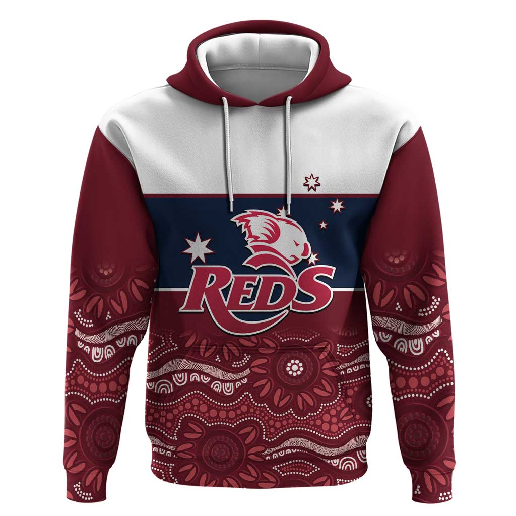 Custom Australia QLD Reds Zip Hoodie Queensland Aboriginal Art