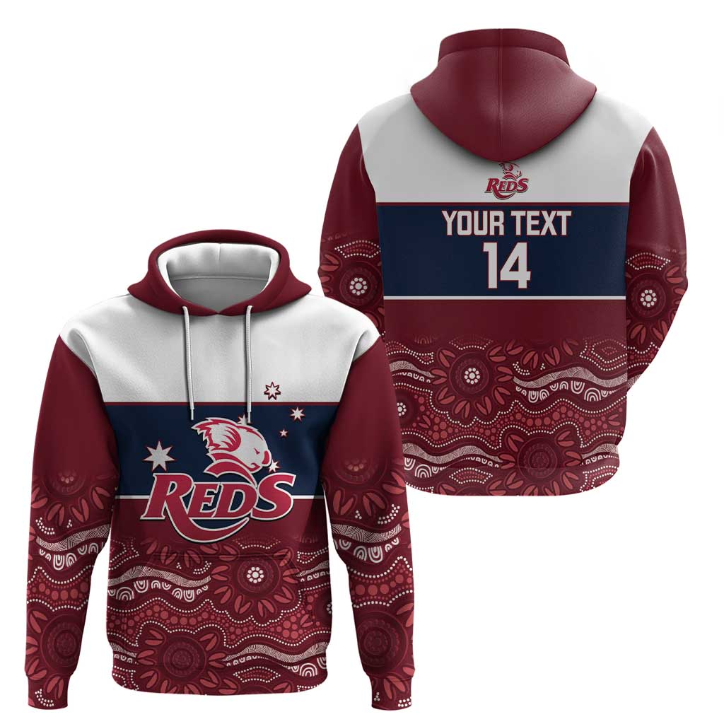 Custom Australia QLD Reds Zip Hoodie Queensland Aboriginal Art