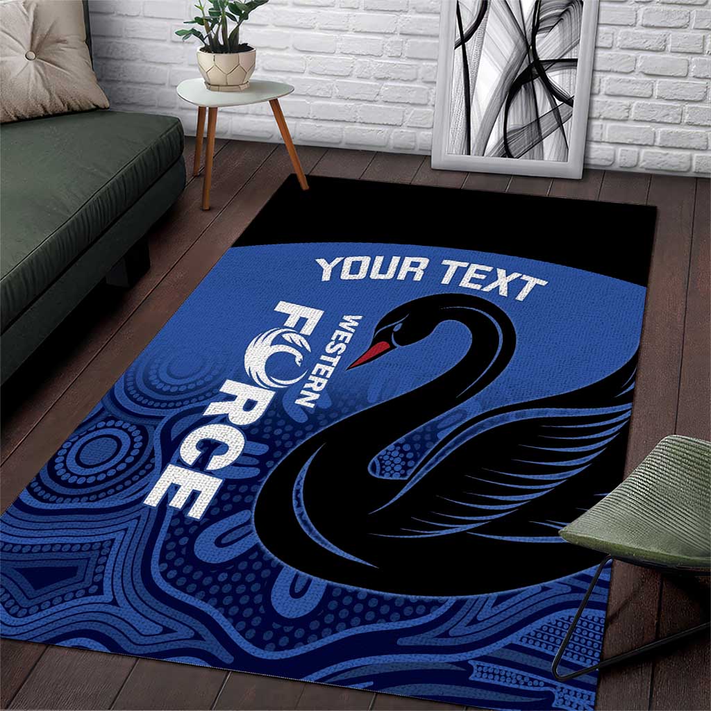 Custom Australia Western Force Area Rug Black Swan Aboriginal Blue Version