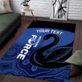 Custom Australia Western Force Area Rug Black Swan Aboriginal Blue Version