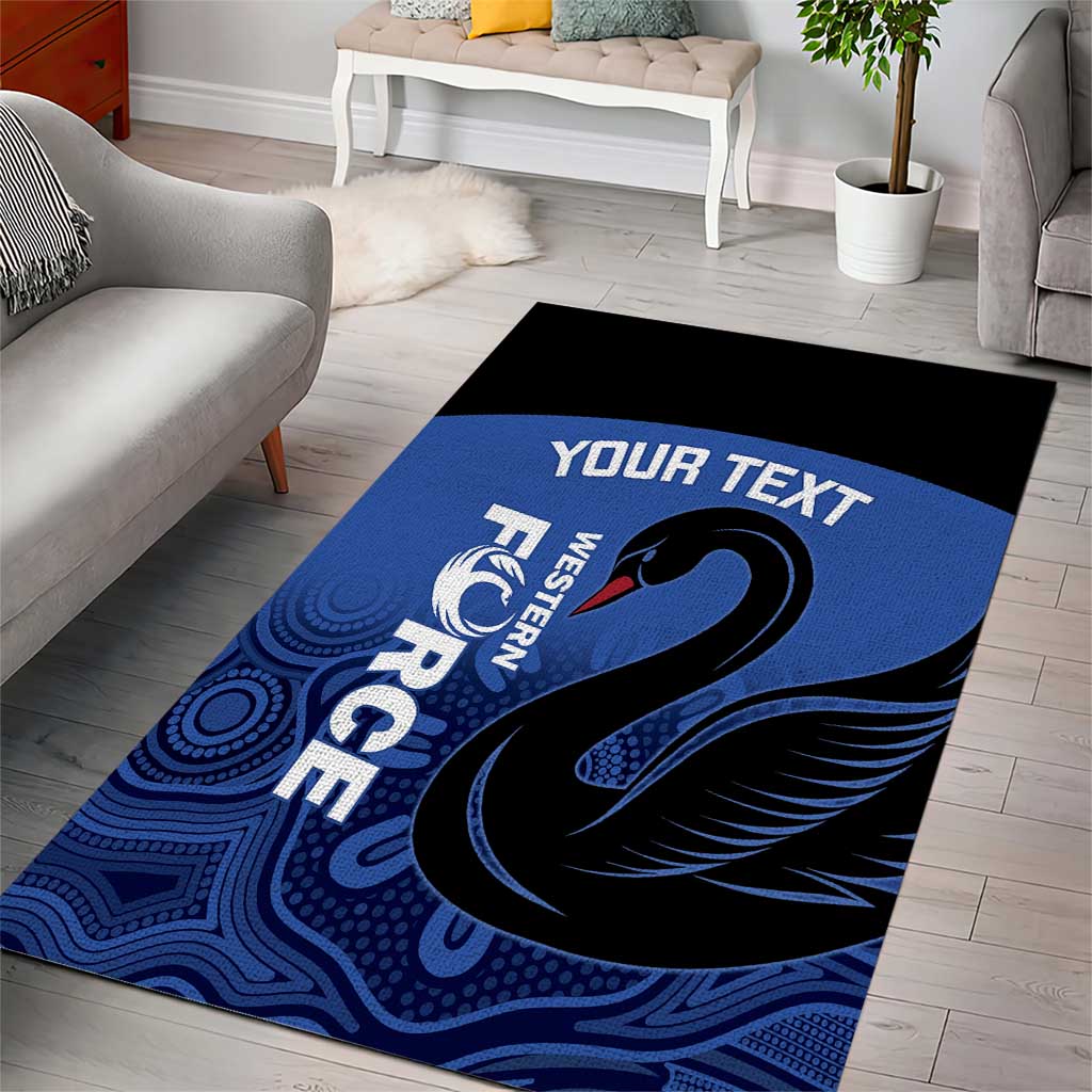 Custom Australia Western Force Area Rug Black Swan Aboriginal Blue Version