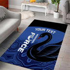 Custom Australia Western Force Area Rug Black Swan Aboriginal Blue Version