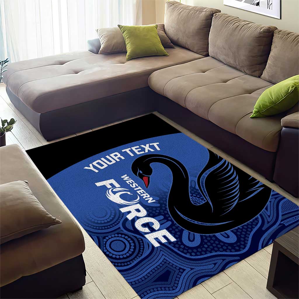 Custom Australia Western Force Area Rug Black Swan Aboriginal Blue Version