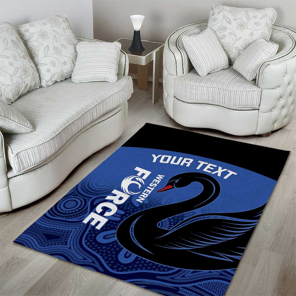 Custom Australia Western Force Area Rug Black Swan Aboriginal Blue Version