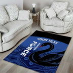 Custom Australia Western Force Area Rug Black Swan Aboriginal Blue Version