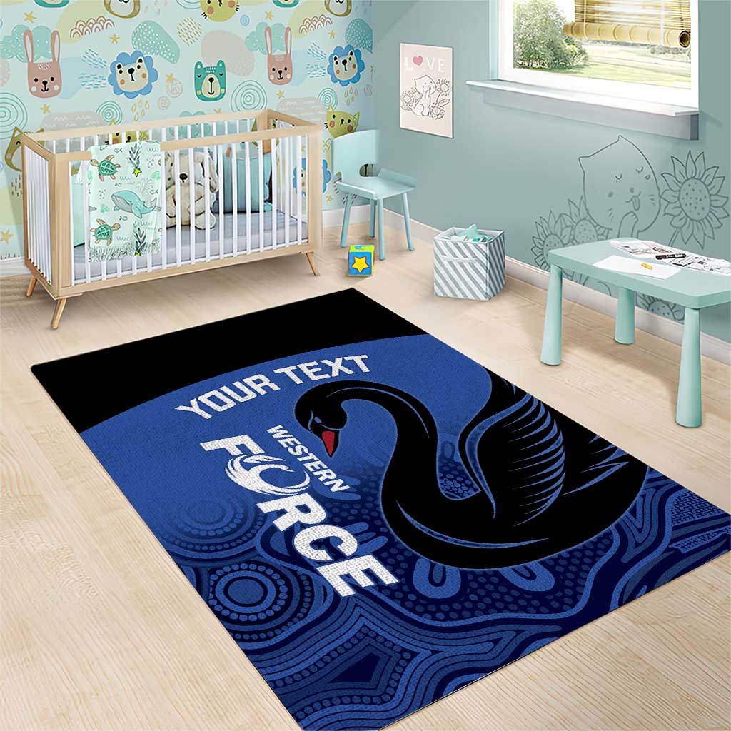 Custom Australia Western Force Area Rug Black Swan Aboriginal Blue Version
