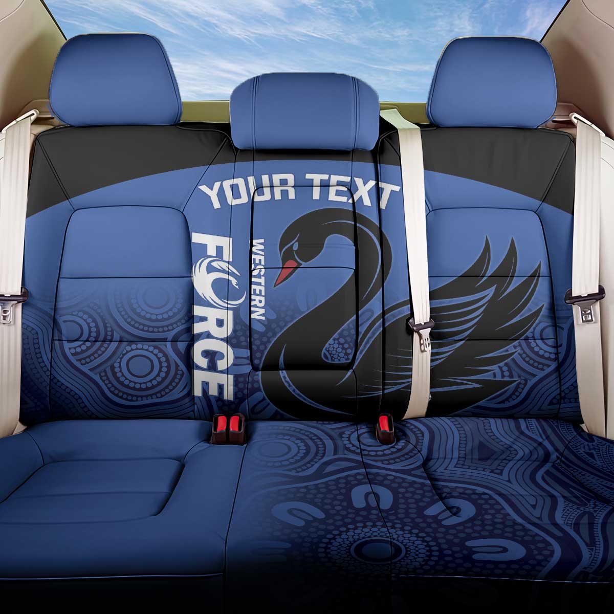 Custom Australia Western Force Back Car Seat Cover Black Swan Aboriginal Blue Version