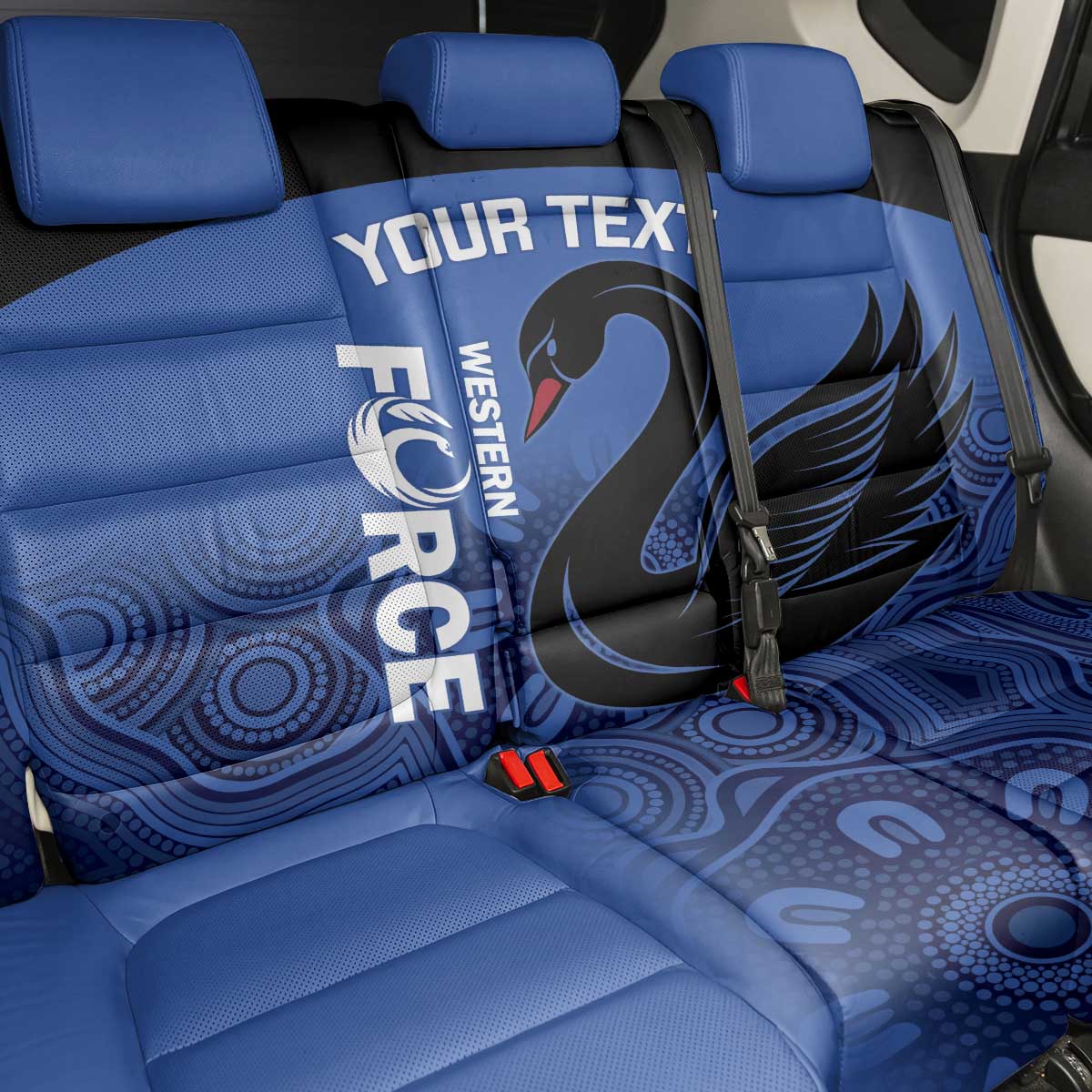 Custom Australia Western Force Back Car Seat Cover Black Swan Aboriginal Blue Version