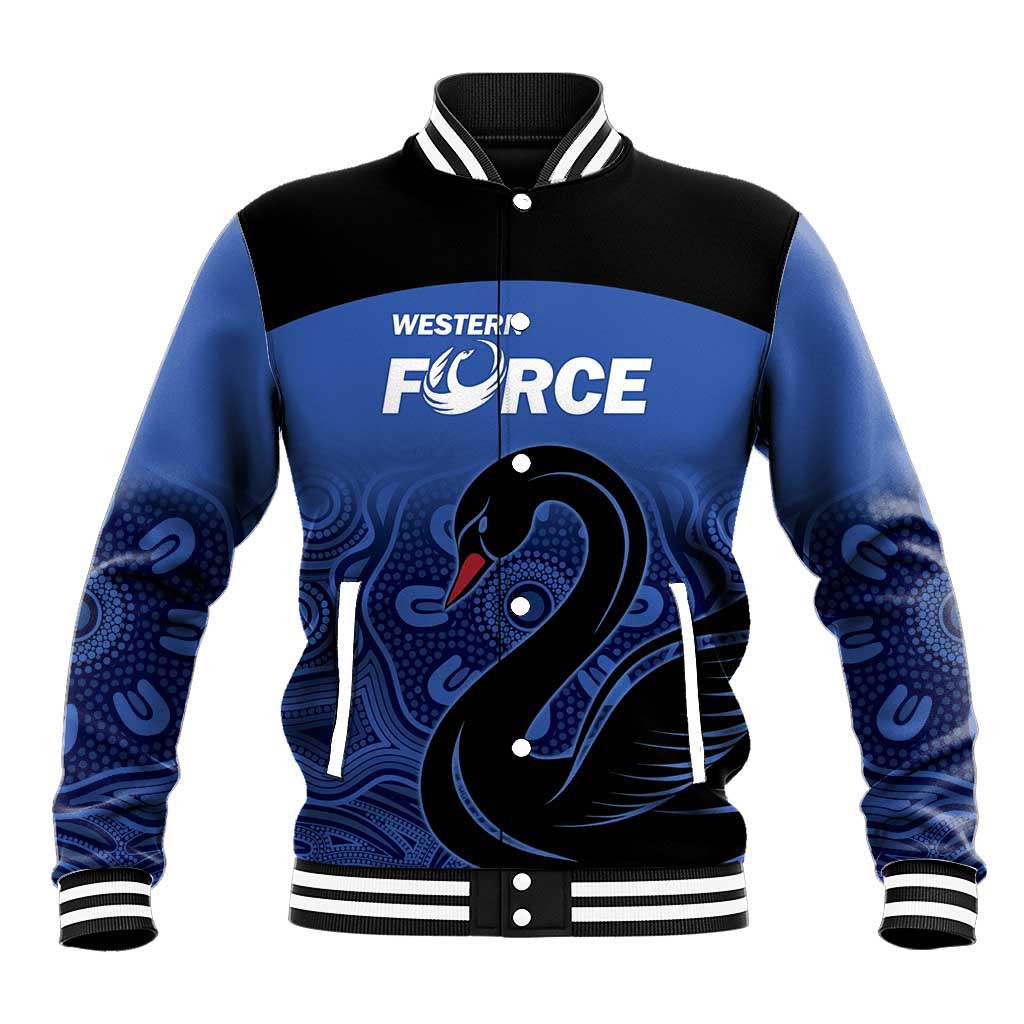 Custom Australia Western Force Baseball Jacket Black Swan Aboriginal Blue Version