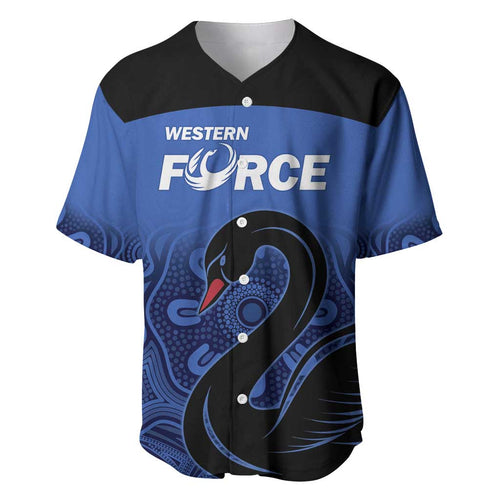 Custom Australia Western Force Baseball Jersey Black Swan Aboriginal Blue Version