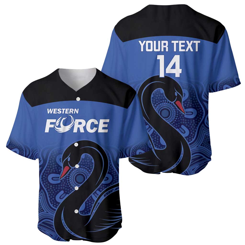 Custom Australia Western Force Baseball Jersey Black Swan Aboriginal Blue Version