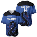 Custom Australia Western Force Baseball Jersey Black Swan Aboriginal Blue Version