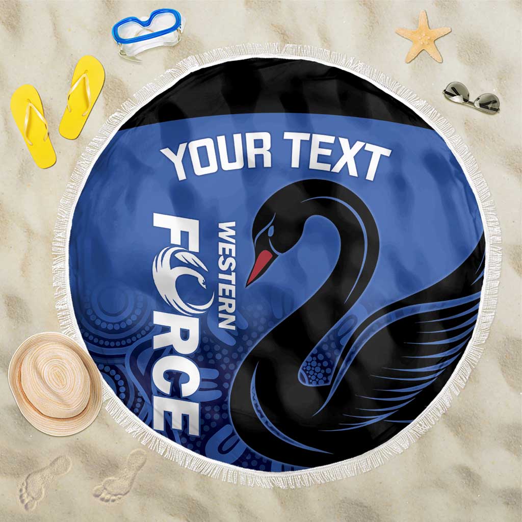 Custom Australia Western Force Beach Blanket Black Swan Aboriginal Blue Version