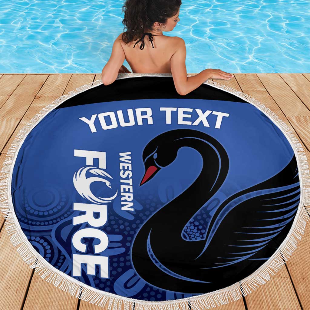 Custom Australia Western Force Beach Blanket Black Swan Aboriginal Blue Version