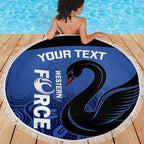 Custom Australia Western Force Beach Blanket Black Swan Aboriginal Blue Version