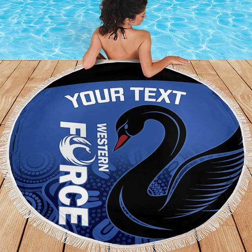 Custom Australia Western Force Beach Blanket Black Swan Aboriginal Blue Version