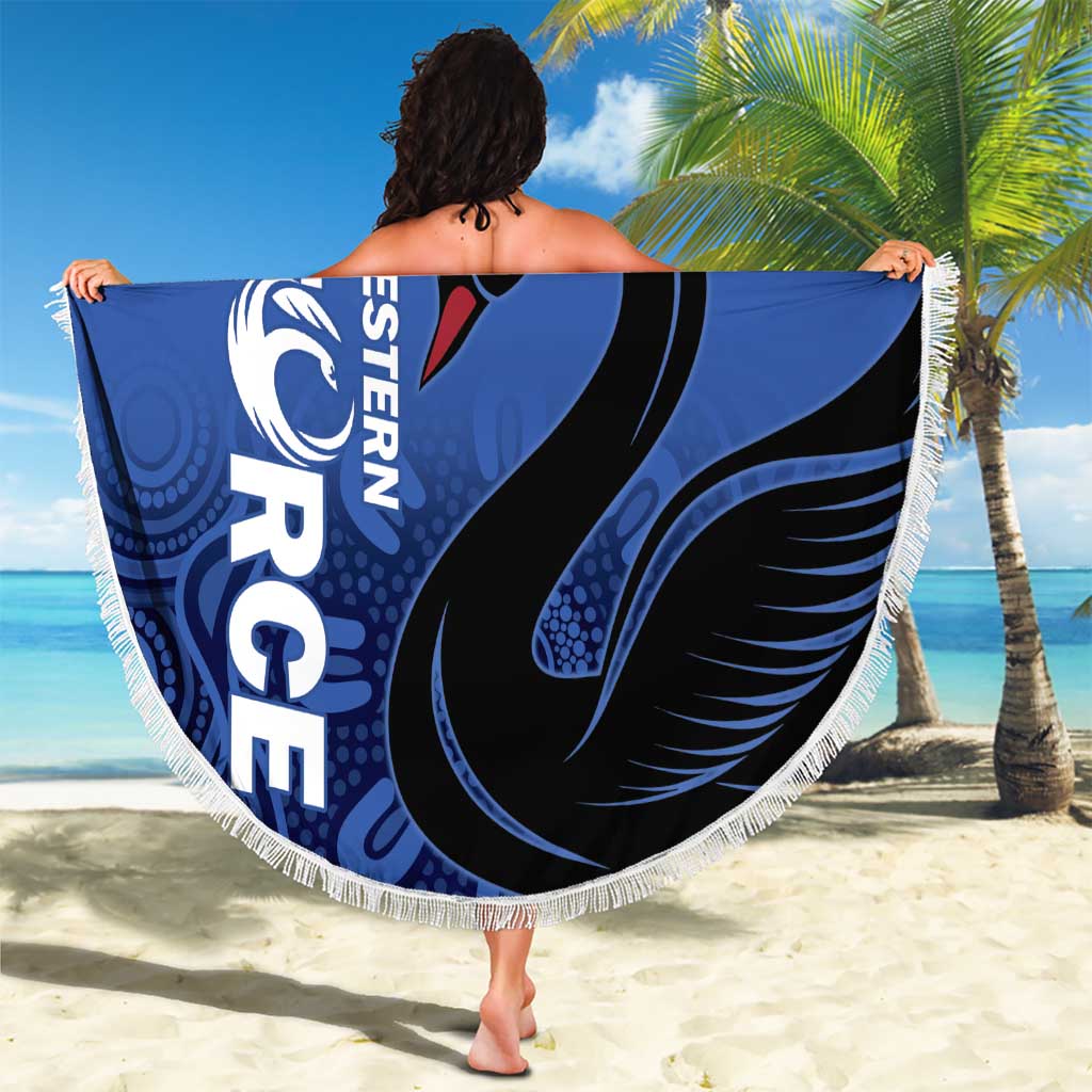Custom Australia Western Force Beach Blanket Black Swan Aboriginal Blue Version